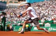 Rublev in action during the finals of the 2023 Rolex Monte-Carlo Masters